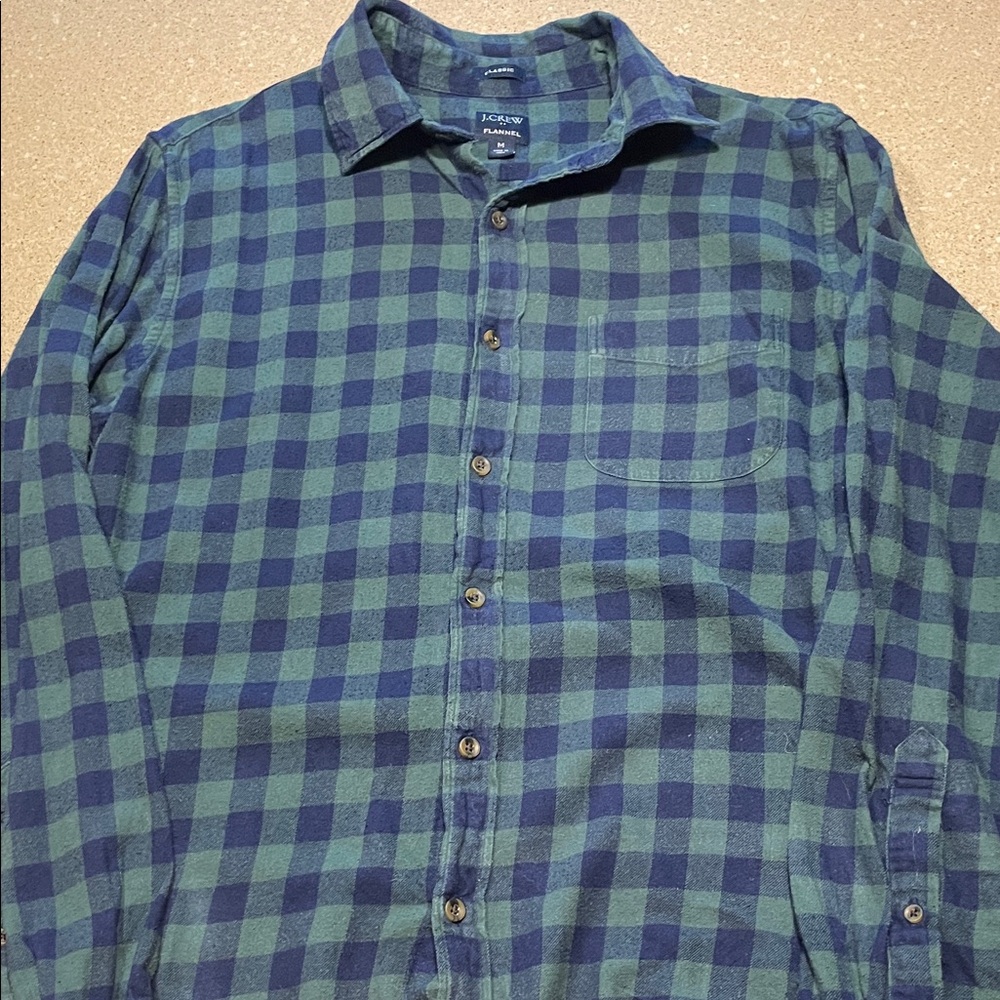 J. Crew Navy and Forest Checkered Men's Shirt